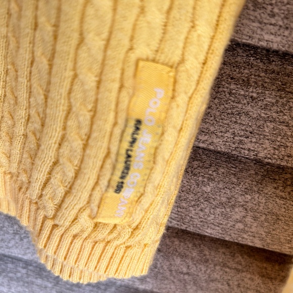 RALPH LAUREN POLO JEANS CO Yellow Long Sleeve Ribbed Fitted Top Women’s Medium - Picture 3 of 9